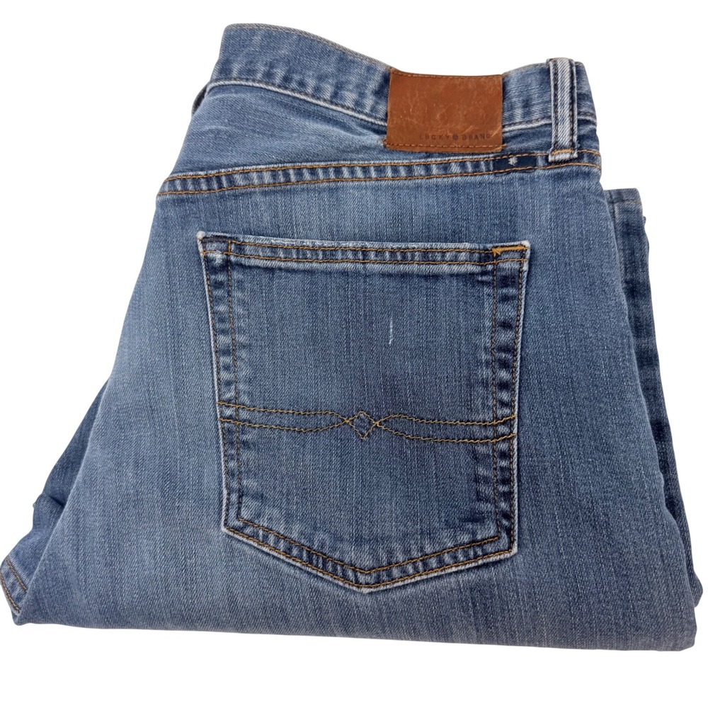 Lucky Brand 181 Relaxed Straight Medium Wash Blue Denim Jeans 34x30 Fits 34x29